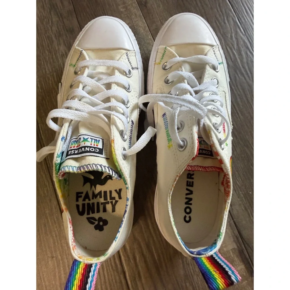 Converse Chuck Taylor All Star Lift Pride Rainbow White Platform Womens 7.5 - Picture 9 of 10